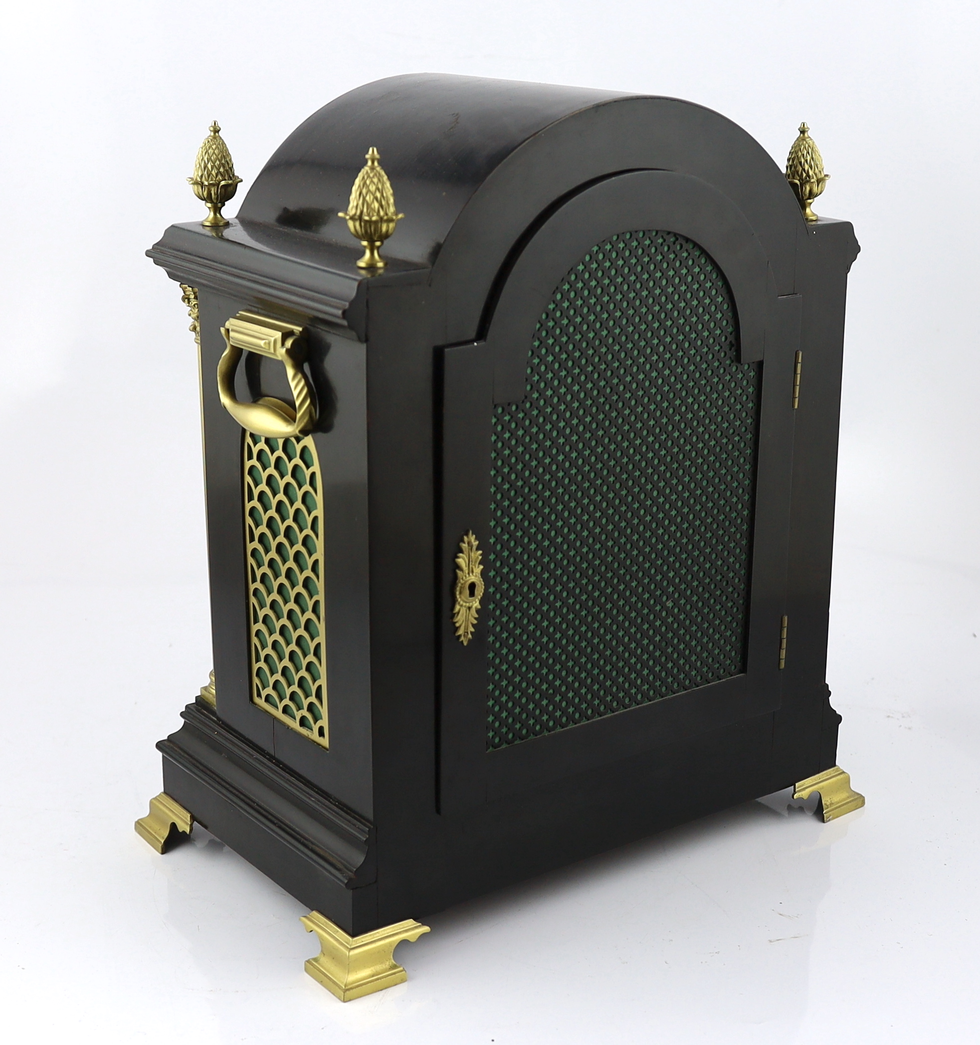 Whiteman of Leadenhall Street, London, a George III ebonised hour repeating and chiming bracket clock, 36cm wide, 23cm deep, 42cm high, Please note this lot attracts an additional import tax of 5% on the hammer price